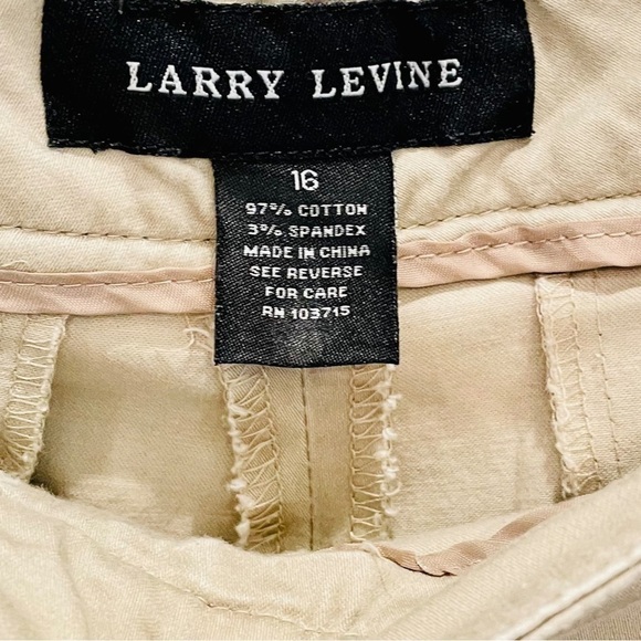 Larry Levine Size 16 Stretch Cropped Khaki Chino Pant Cotton Spandex - Picture 4 of 4
